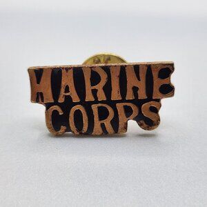 Vintage United States Marine Corps Pin Gold Tone Marine Corps Spellout Pin